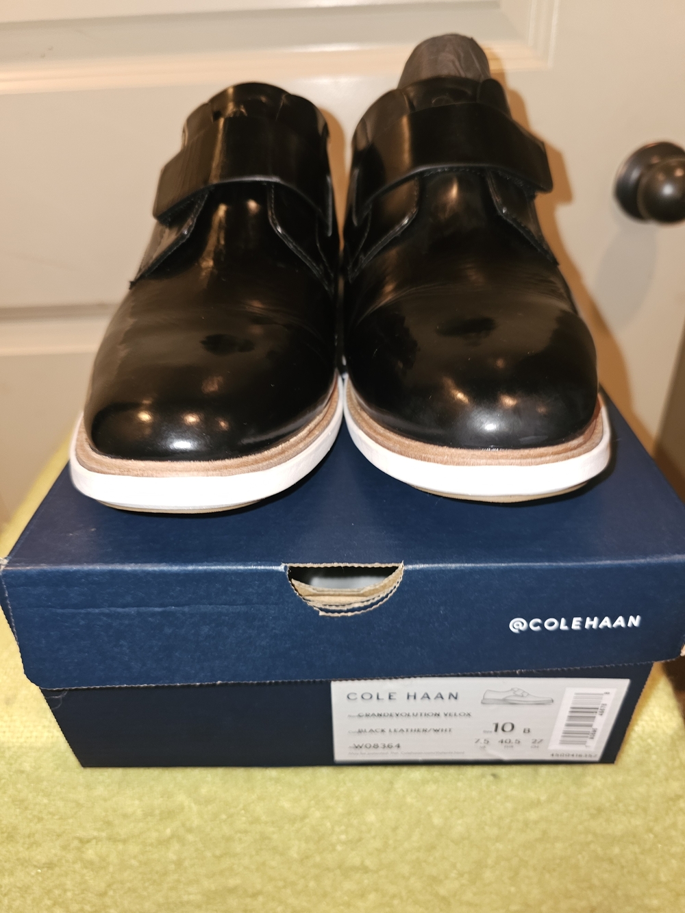 Cole Haan Black Leather Slip-On Loafers with White and Tan Sole